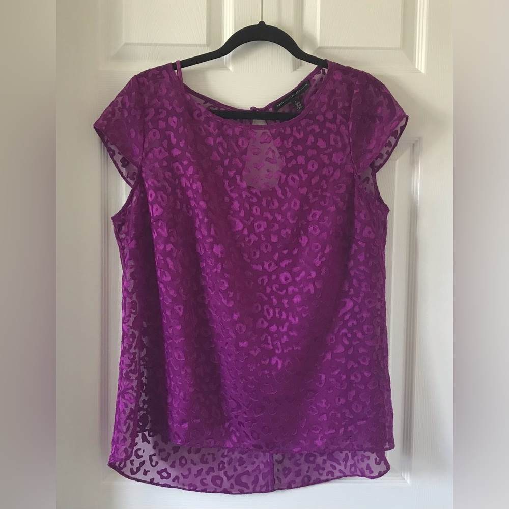 White House Black Market Animal Print Women's Top
